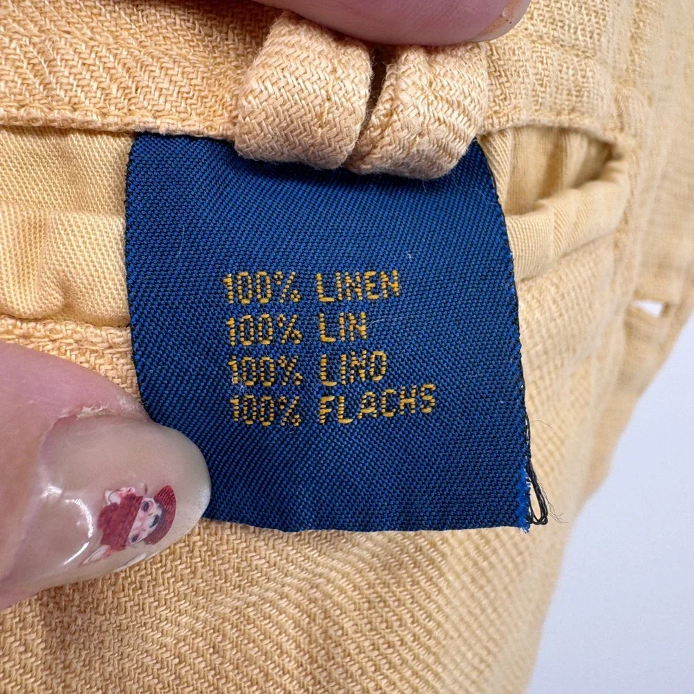 Robert Talbott Mens 100% Linen Unstructured Blazer Butter Yellow 3-Button Size M